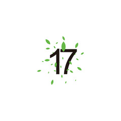 Number 17 leaves geometric symbol simple logo vector