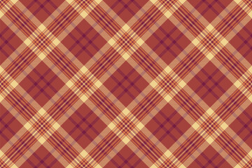 Endless vector plaid background, pastel seamless pattern fabric. Dreamy tartan textile texture check in red and amber colors.