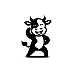 unique design dancing cow logo