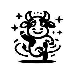 unique design dancing cow logo