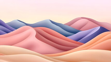Fototapeta premium Abstract pastel landscape with flowing hills and soft textures
