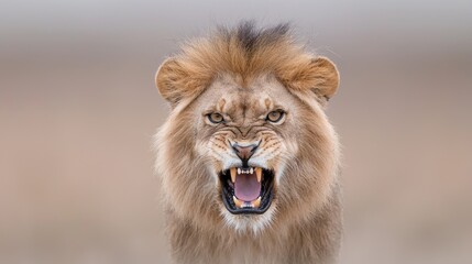 Fototapeta premium Roaring Lion, African Savanna, Wildlife Portrait