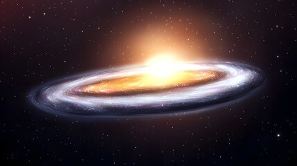 Fototapeta premium Bright Spiral Galaxy with Radiant Star and Cosmic Dust in Space