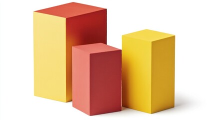 Fototapeta premium Colorful Geometric Blocks in Red and Yellow Arranged in a Playful Composition