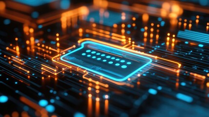 A glowing chat icon on a digital screen, representing live customer support