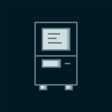 recommend clip art: Line ATM - Automated teller machine icon isolated on black background. Flat filled outline style with shadow. Vector