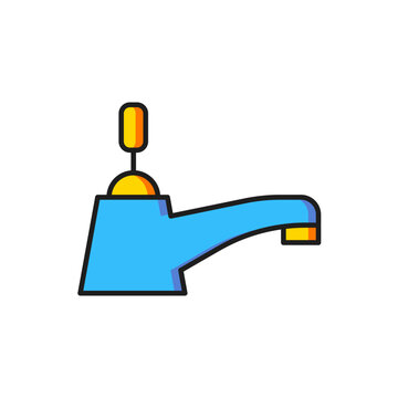recommend clip art: Color Water tap icon isolated on white background. Flat filled outline style with shadow. Vector