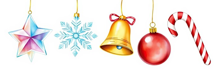Festive Christmas Ornaments Star Snowflake Bell Ball Candy Cane