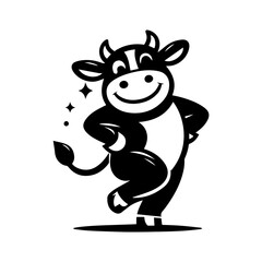 unique design dancing cow logo