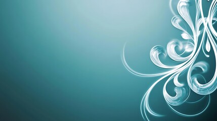 Teal Background with Elegant Swirling Floral Design