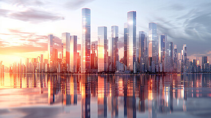 Fototapeta premium hong kong skyline at sunset