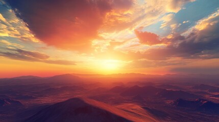 Fototapeta premium Majestic Mountain Landscape at Sunset with Vibrant Colors and Dramatic Sky