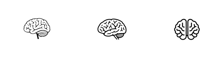 A doodle of a human brain drawn in black line on a white background