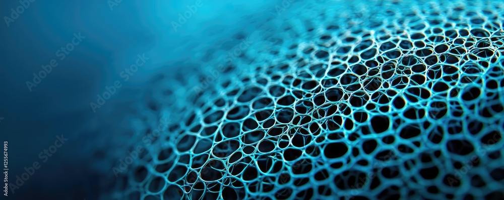 Aufkleber marine life microscopic idea. close-up of intricate blue cellular structure with detailed honeycomb 