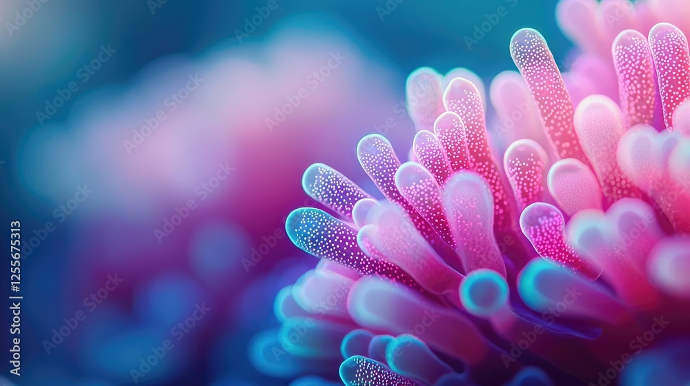 Poster coral reefs microscopic concept. vibrant coral structure showcasing intricate textures and colors un