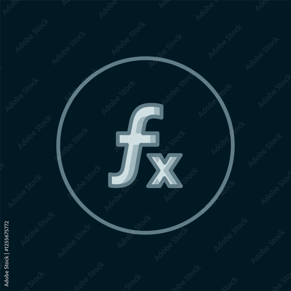 Poster line function mathematical symbol icon isolated on black background. flat filled outline style with 