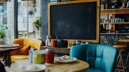 Colorful caf chalkboard highlighting the Soup of the Day showcasing engaging product announcements creative communication and casual business settings
