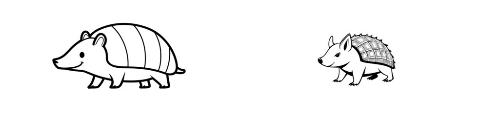 Illustration drawing of armadillo modern engraving ink line art