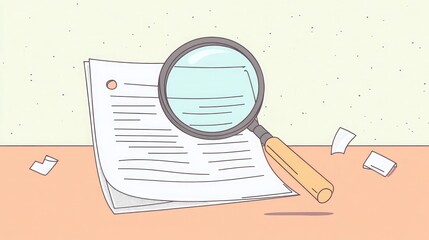 A magnifying glass hovering over a document, indicating thorough customer inquiry analysis