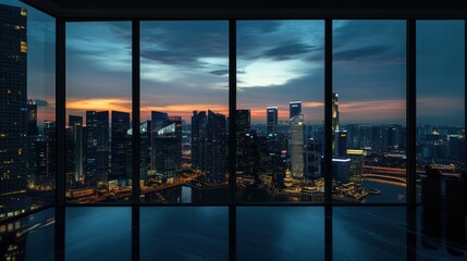 Fototapeta premium A cutting-edge executive office in Singapore with smart technology and a sleek, modern aesthetic