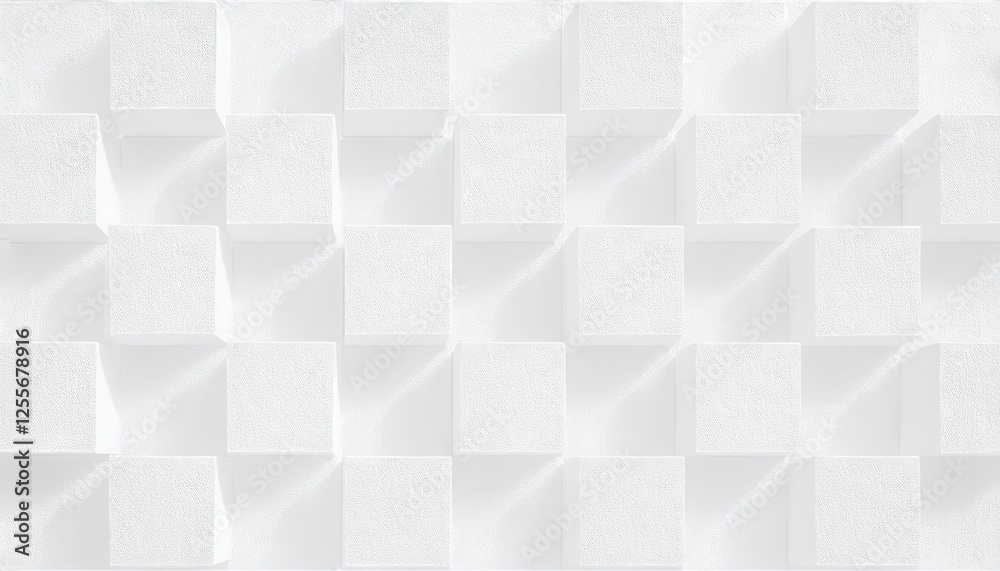Poster abstract 3d white geometric pattern with shadowed raised blocks for wall art, texture design, or bac