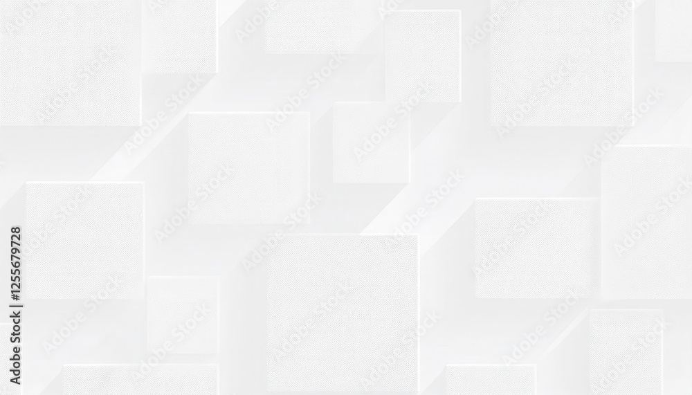 Poster abstract 3d white geometric pattern with shadowed raised blocks for wall art, texture design, or bac