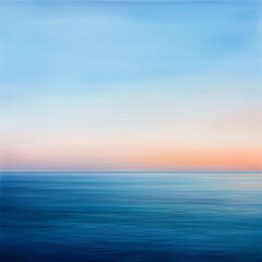 Obraz premium serene seascape with soft blue and pink hues blending in sky and water, evoking tranquility and calmness.