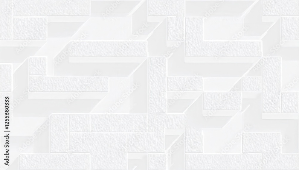 Aufkleber abstract 3d white geometric pattern with shadowed raised blocks for wall art, texture design, or background