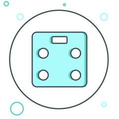 Line Smart bathroom scales icon isolated on white background. Weight measure equipment. Internet of things concept with wireless connection. Colorful outline concept. Vector