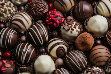 Chocolate Confectionery Production Process with Assorted Sweet Treats in Factory Setting, generative AI