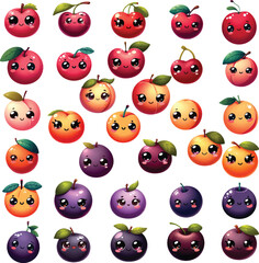 Obraz premium Fruitful Personalities Stone Fruit Characters Vector Collection Freshly Picked and Lovingly Crafted for Your Projects