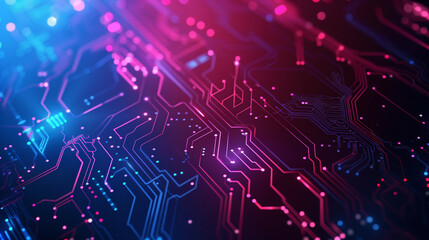 Obraz premium abstract digital background circuit board lines glowing lights futuristic tech wallpaper copy space