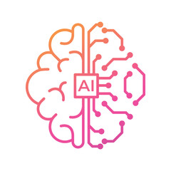Artificial intelligence AI Chip in Human Head. Machine Learning ml technology concept design, Machine learning and generate by chip, Vector illustration for web, UX and UI