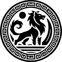 sketch vector illustration silhouette icon logo symbol mandala modern classic animal lion  