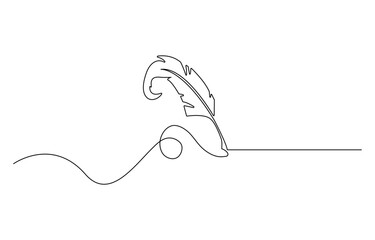 Continuous Line Drawing of Feather Icon. Hand Drawn Symbol Vector Illustration, Feather single line vector illustration, Editable line vector.