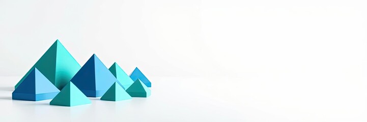 Abstract Blue Teal Pyramid Shapes Minimalist 3D Render Geometric Background