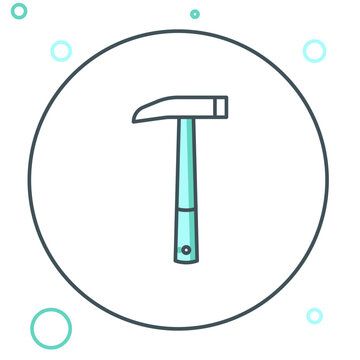 recommend clip art: Line Firefighter axe icon isolated on white background. Fire axe. Colorful outline concept. Vector