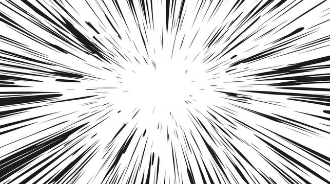 Comic manga transparent background with vector radial lines frame of speed action effect. Anime comic book cartoon pattern of explosion, explode or superhero motion lines, burst force or zoom effect