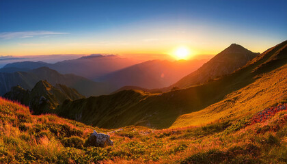 Fototapeta premium mountain panorama at sunset
