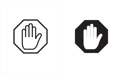 Hand stop sign, Hand Silhouette Icon, Stop symbol, Hand forbidden vector sign, Vector Stop hand sign, No Entry.