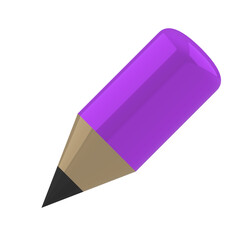 purple Pencil Icon on White Background: Simple Art and Design Symbol