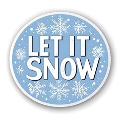 Festive Winter Snow Snowflake Seasonal Holiday Circular Blue Frosty Crystal Decal Design with Modern Typography and Delicate Snowflake Pattern for Cold Weather Celebration