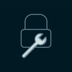 Line Lock repair icon isolated on black background. Padlock sign. Security, safety, protection, privacy concept. Flat filled outline style with shadow. Vector