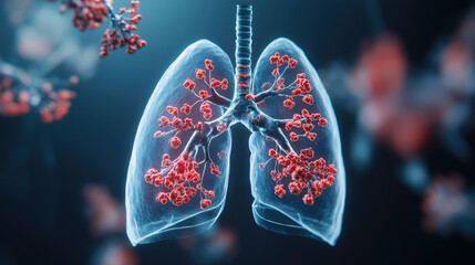 Illustrating the impact of lung cancer on diseased tissue a detailed visualization of affected lungs in a medical context
