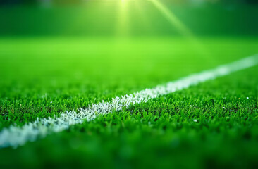 A green blurred background with subtle white lines, mimicking an American football field. Football Field Blur.
