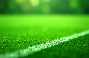 Naklejka premium A green blurred background with subtle white lines, mimicking an American football field. Football Field Blur.