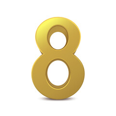 3d Number Eight golden color for 8 March, International Women's Day card.