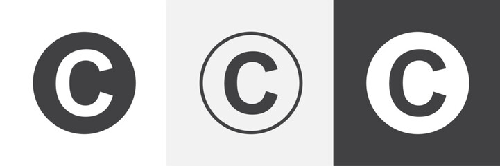 Copyright vector icons collection graphic designs for ui designs