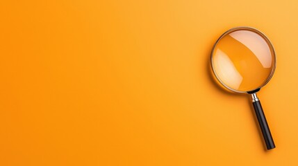 Magnifying Glass on Bright Orange Background for Inspection and Analysis Purposes