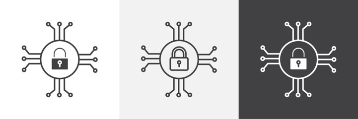 Cyber security vector icons collection graphic designs for ui designs